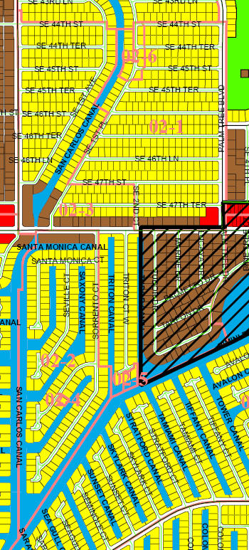 street and canal level map of Cape Coral unit 2