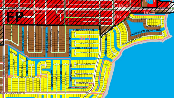 street and canal level map of Cape Coral unit 06