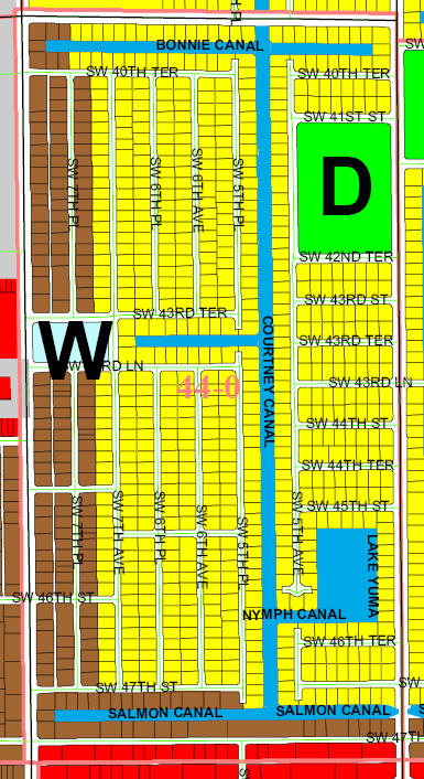 street and canal level map of Cape Coral unit 44