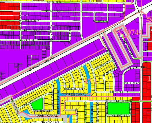 street and canal map of Cape Coral unit 47