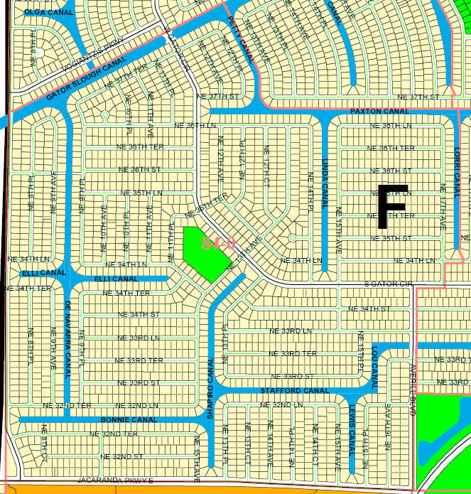 street and canal level map of Cape Coral unit 84