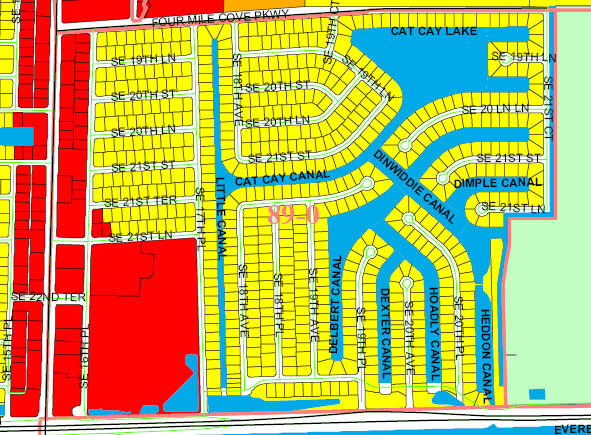 street and canal map of Cape Coral unit 89