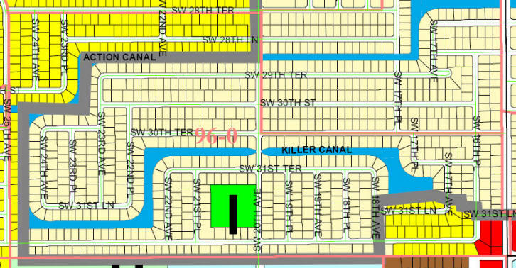 street and canal level map of Cape Coral Unit 96
